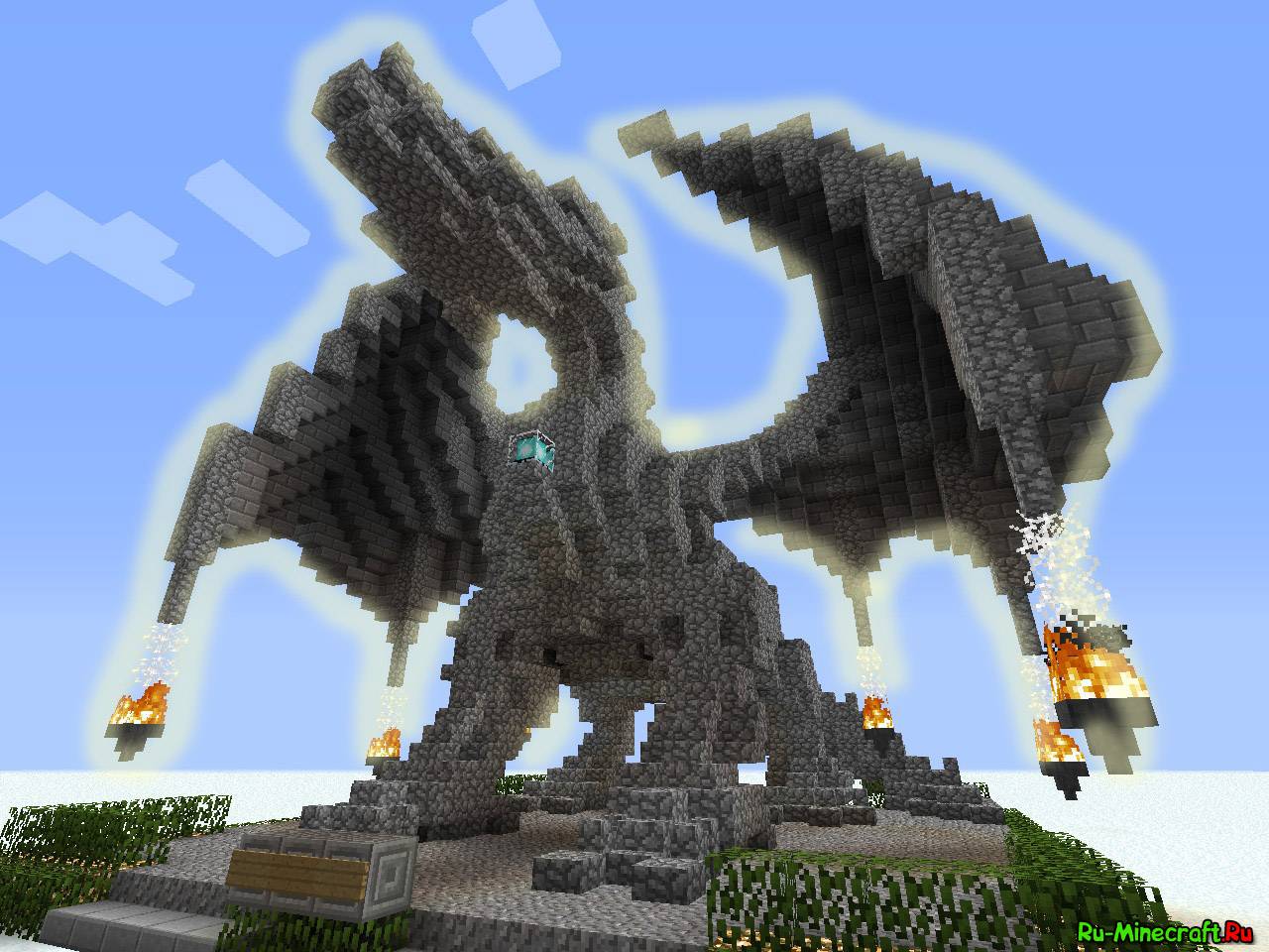 статуя дракона в майнкрафте