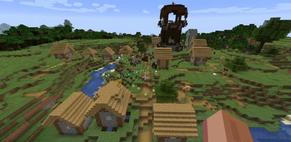 Minecraft Seed: Tower of Robbers in the Village and forest Mansion 1.14+