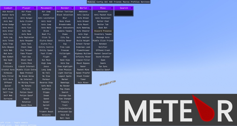 Meteorclient - метеор чит клиент [1.18.1] [1.17.1]