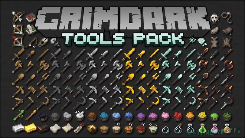 Kal's Grimdark Tools - новые инструменты и оружие [1.18.2] [1.17.1] [16x]