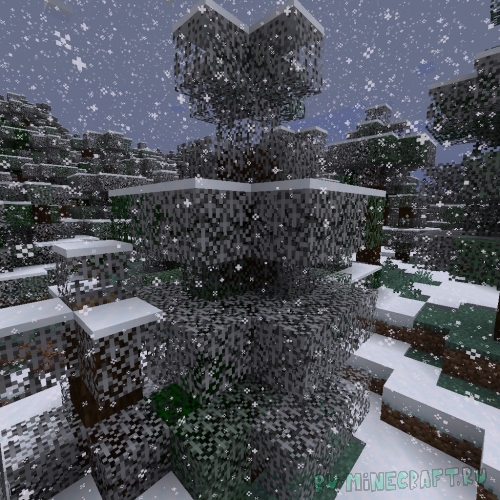 SnowyLeavesPlus - реалистичные снежные деревья [1.18.2]