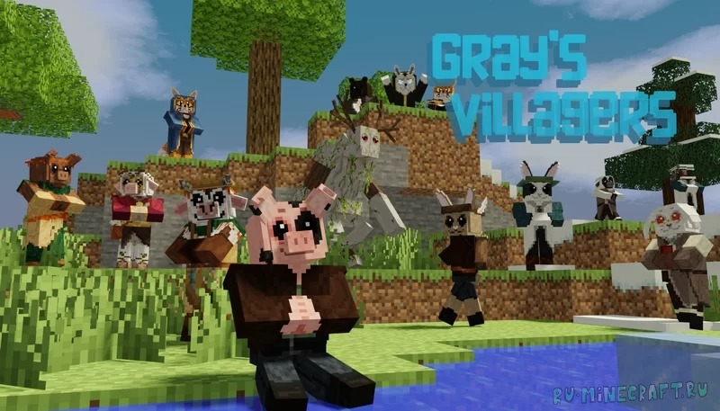 Gray's Villager Pack - новый вид у жителей и других мобов [1.19.2] [32x]