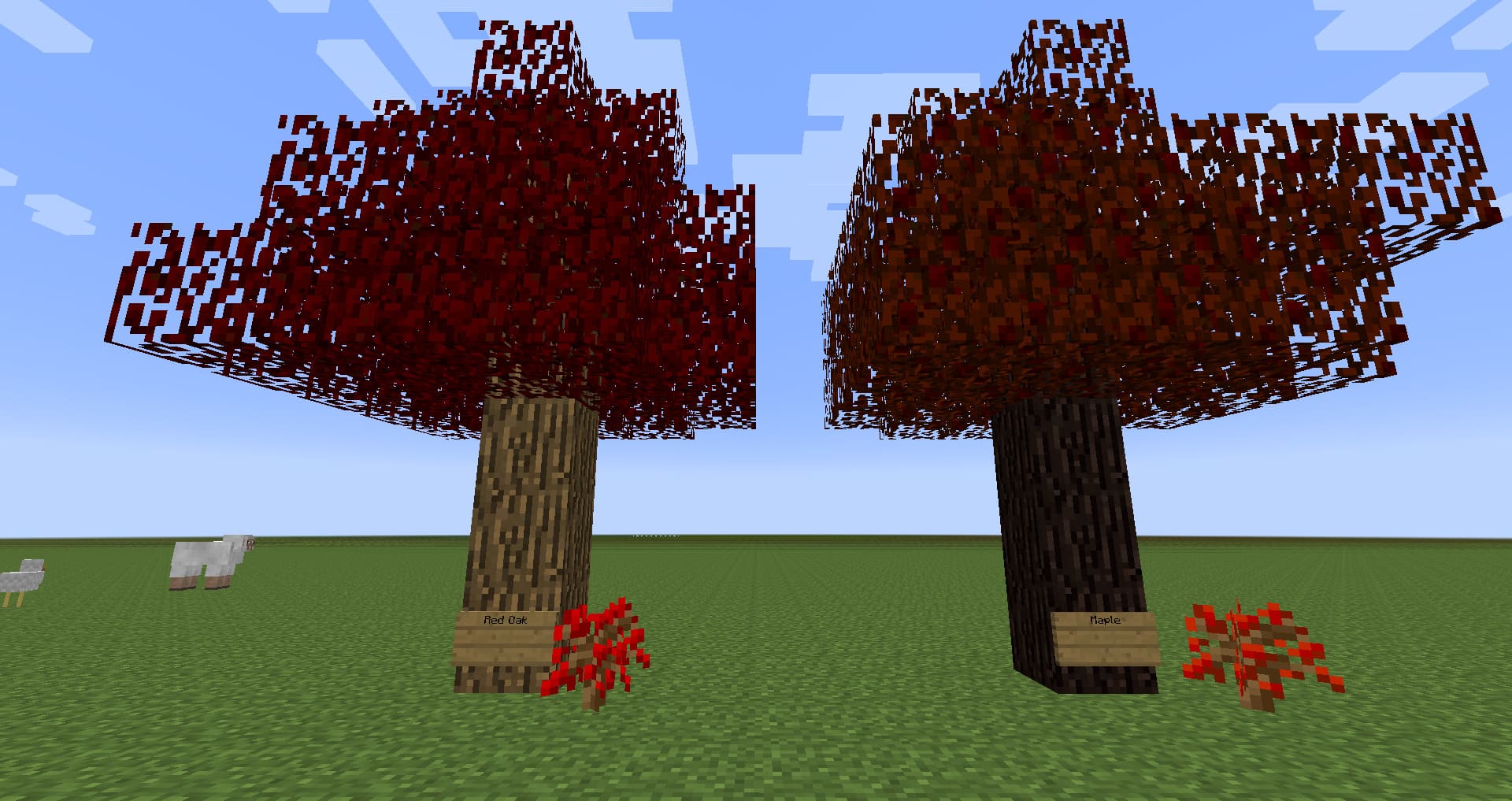 Tree mod 1.12 2. Мод на декор блоки дерева. Декор для МАЙНКРАФТА деревья. Мод на деревья 1.12.2. Красное дерево майнкрафт.