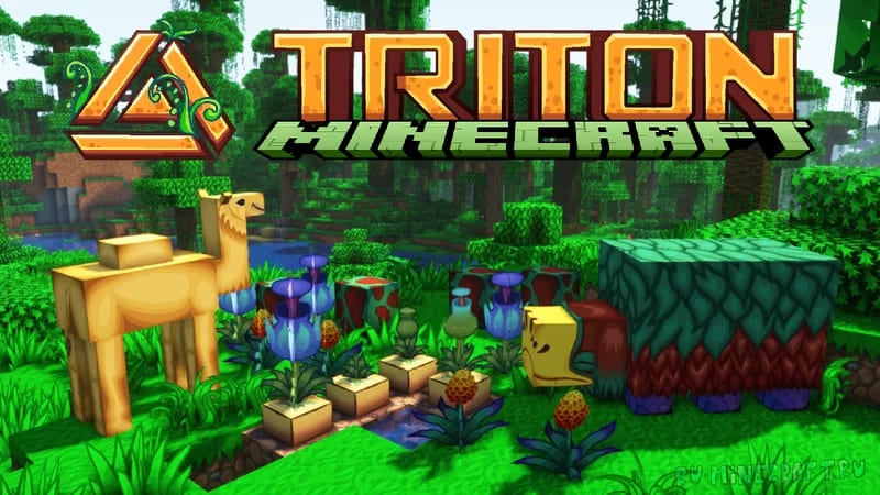 Triton with Ferns - красивые мультяшные текстуры [1.20] [512x] [256x] [128x]