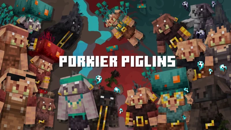 Porkier Piglins - дополнительные текстуры для пиглинов [1.20.4] [1.19.4] [16x]