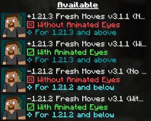 Fresh Moves - ������������� �������� [1.21.4] [1.20.6] [1.20.1] [1.19.4] [1.18.2]