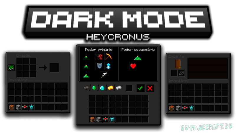 Dark Mode GUI - Heycronus - ������ ������� [1.21.11] [1.16.5] [1.12.2] [16x]
