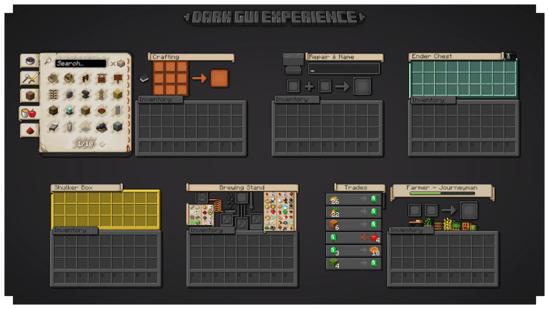 Dark GUI Experience+ - ������ ������� [1.21.11] [1.20.6] [1.19.4] [1.18.2] [16x]