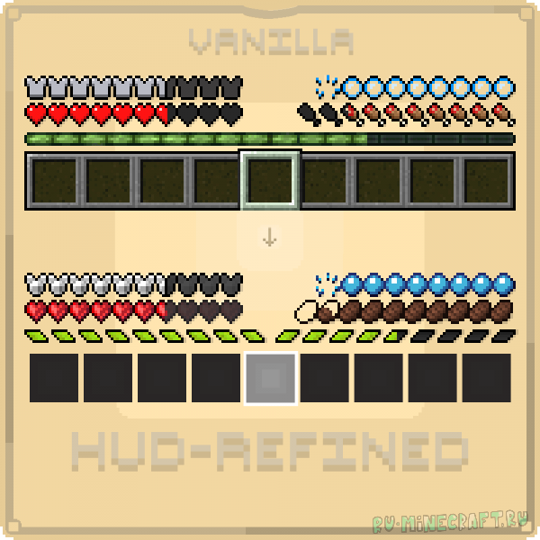 HUD-Refined - ������ ��� [1.21.11] [1.20.6] [1.19.4] [1.16.5] [1.12.2] [1.8.9] [16x]