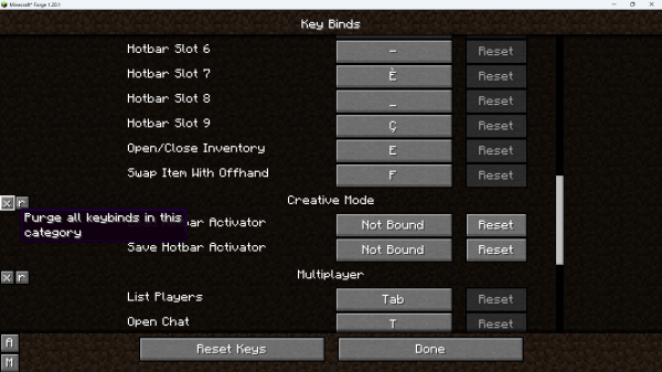 KeybindsPurger - ������� ������� ���������� ������ [1.21.8] [1.20.1] [1.19.2] [1.16.5]