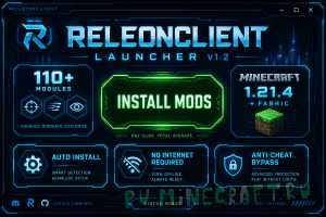 ReleonClient Launcher v1.3 - Чит клиент для майнкрафт 1.21.X | Minecraft 1.21.X + Fabric ReleonClient Launcher v1.3 - Чит клиент для майнкрафт 1.21.X | Minecraft 1.21.X + Fabric